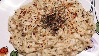 White sauce pasta  spaghetti in a white sauce  cheesy white sauce spaghetti pasta  easy recipe [upl. by Nialb]