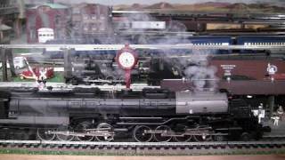 MTH Premier UP Big Boy OGauge Steam Locomotive Hauling 55 Freight Cars in True HD 1080p [upl. by Hnao786]