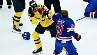 USA vs Sweden ends in brawl at 2024 WJC Gold Medal Game [upl. by Ellenehs]