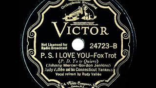 1934 HITS ARCHIVE PS I Love You  Rudy Vallee 1st recording of the song [upl. by Anabal579]