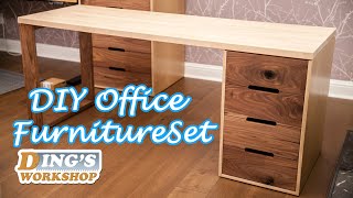 Building Office Furniture Set  DIY Computer Desk and File Cabinet  自制电脑桌 [upl. by Notnats121]