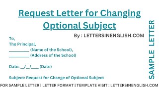 Request Letter for Changing Optional Subject  Sample Letter for Change of Optional Subject [upl. by Damaris]