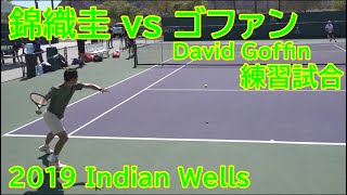 錦織圭 対 ダビデ・ゴファン【練習試合１】Kei Nishikori Practice Game 13 with David Goffin 2019 Indian Wells [upl. by Sirromad]