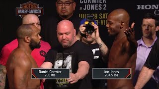 UFC 214 faceoffs One final Cormier and Jones stare down [upl. by Einnahc]