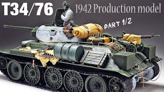 T3476 1942 Production model  Part 1  135 Tamiya  Tank Model   model building [upl. by Akinat]