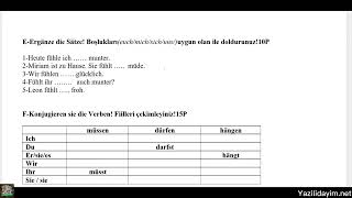 10Sınıf Almanca 2Dönem 2Yazılı [upl. by Nacul]