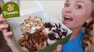 NEW Panera Bread Fudgy Browie Choco Chipper Candy Cookie CinnaTop review  Cinnamon roll [upl. by Fenner]