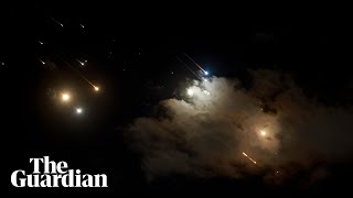 Moment hundreds of Iranian missiles fly over Israel [upl. by Motteo425]