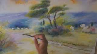 Demo aquarelle en mouillé sur mouillé wet on wet watercolor [upl. by Estren]