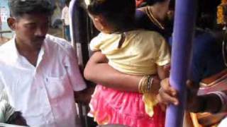 Bus ride from Puducherry to Chennai People cram in through the front door [upl. by Larrad]