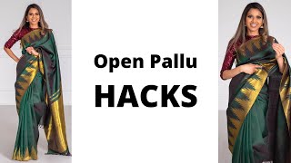 Saree Hacks How to Wear Open Pallu  How to Wear Saree for Beginners  Tia Bhuva [upl. by Adda]