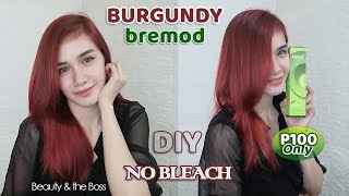 DIY TIPID HAIR COLOR  TIPS amp TUTORIAL  NO BLEACH  BREMOD BURGUNDY  DARK RED  100 Pesos Only [upl. by Llenrahs299]