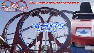 NO SHOULDER HARNESSES  All American Triple Loop  Indiana Beach  Offride 4K60 [upl. by Conni]