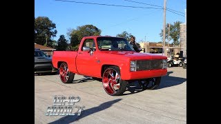 WhipAddict Chevrolet Silverado Short Bed C10 on Forgiato Misto 30s Custom Paint amp Car Audio [upl. by Nosimaj]