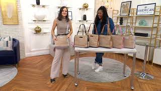 American Leather Co Lenox Triple Entry Raffia Satchel on QVC [upl. by Lytle446]