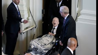 President Jimmy Carter arrives at tribute service for Former First Lady Rosalynn Carter [upl. by Nuahsal]