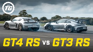 Porsche 911 GT3 RS vs Cayman GT4 RS Definitive Track Test  Top Gear [upl. by Dominus]