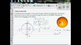 Volume of a hollow shell formed by boring a hole from the centre of the sphere [upl. by Chuck]