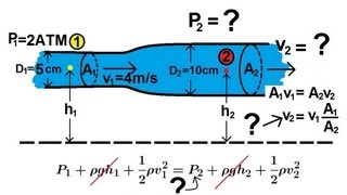 Physics 34 Fluid Dynamics 2 of 7 Bernoullis Equation [upl. by Lechar]