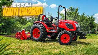 Essai tracteur Kioti CK2630 25Cv inverseur et prise de force indépendante [upl. by Ozneral]