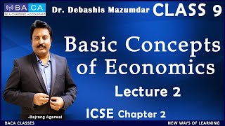 Lecture  2  Class  IX  Economics  BASIC CONCEPTS OF ECONOMICS icse economics class9 [upl. by Sueaddaht]