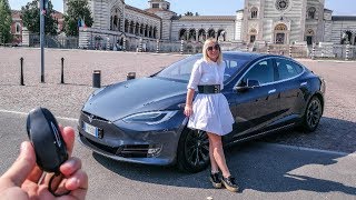 My Girlfriend Reacts to the Tesla Model S 100D 😂 Sub ENG [upl. by Sicular]