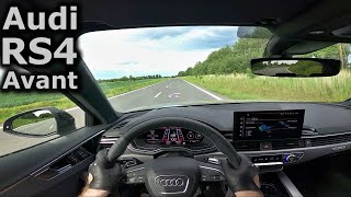 2022 Audi RS 4 Avant  POV test drive  acceleration 0100 kmh [upl. by Arimas]