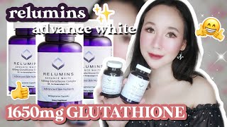 RELUMINS ADVANCE WHITE 1650MG GLUTATHIONE  VITAMIN C REVIEW 2021 [upl. by Aneeuqahs]