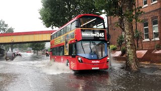 Buses at Cricklewood amp Heavy Rain Leads to Local Flooding [upl. by Ikkir]