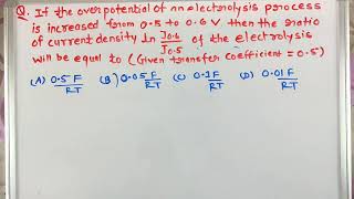 Butler VolmerTafel Equation QuestionCSIRUGCNTANETJRFJune2019 [upl. by Ycul]