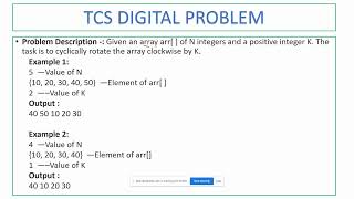 TCS DIGITAL CODING QUESTION The task is to cyclically rotate the array clockwise by K [upl. by Desiree925]