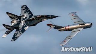 MiG29 and MiG17 Formation and Afterburner Flybys  EAA AirVenture Oshkosh 2023 [upl. by Isiah]