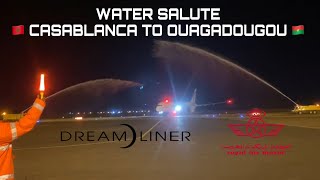 Water Salute welcoming 1st Royal Air Maroc Boeing 787 visit to Ouagadougou Burkina Faso 🇧🇫 [upl. by Brien]