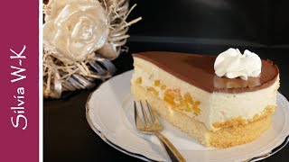 PuddingSahnetorte mit Pfirsichen  Sahnetorte [upl. by Annayoj]