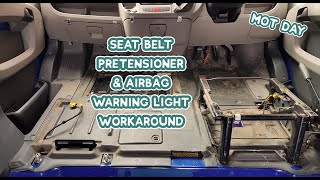 SEAT BELT Pretensioners amp Airbag WARNING LIGHT Workaround  DIY Budget Campervan Conversion [upl. by Annovahs]