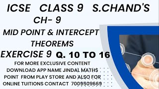 ICSE Ch9 Mid Point And Intercept Theorems Ex9 Q No 1016 From S Chands For ICSE Class 9 Math [upl. by Fabrice]