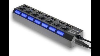 Review 7Port High Speed USB 20 Hub W Individual Power Switches and LEDs [upl. by Eicarg]