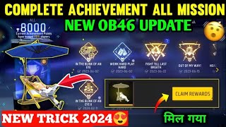 hard Achievements mission complete live free fire  1220 Achievements mission point in 1 day trick [upl. by Atinehc]