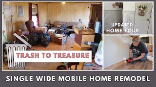 We bought an old 1988 single wide mobile home for 1000  remodel on a budget  UPDATED HOME TOUR [upl. by Tod425]