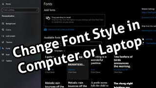 How To Change Font Style in Computer  How to change the default Windows 10 system font  2021 [upl. by Riatsila]