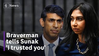 ‘I trusted you’  Suella Braverman delivers brutal resignation letter to Rishi Sunak [upl. by Dasi805]