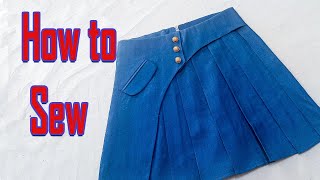 StepbyStep Guide DIY Pleated Blue Jean Skirt [upl. by Introk]