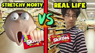 Skittles MEME Stretchy Morty VS Real Life [upl. by Ttenna]