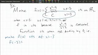 Calculus 1 Lecture  24 Continuity  Filling A Removable Discontinuity At A Point [upl. by Aicrop]