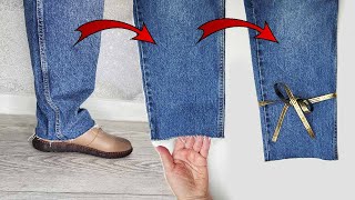 🔥Sewing trick Even seamstresses dont dare shorten jeans like this [upl. by Nefets]