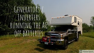 Truck Camper Generator and Inverter  Running Air Conditioner off Camper Batteries [upl. by Nehpets369]