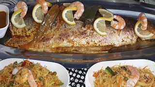 طريقة تحضير سمك السلمون في الفرن مع سلاطة الشعرية الروز recette de saumon au four [upl. by Yasmar]