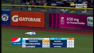 Gran jugada defensiva de Cory Aldridge de Caribes ante batazo de Adonis García Navegantes [upl. by Ayekin]