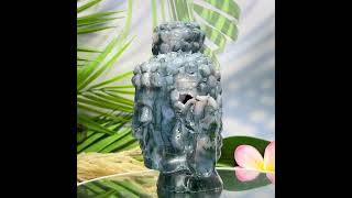 Moss Agate Blue Crystal Buddha Healing Carving 1412g [upl. by Ahsiugal245]