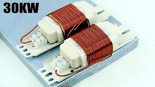 Electricity 30KW Transformer Free Energy 220V Copper Coil and Light Motor Armature Science Idea [upl. by Enitnelav291]